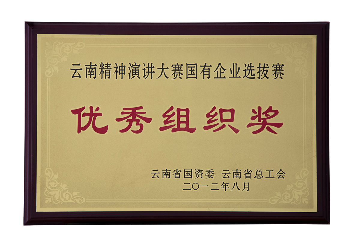 云南精神演講大賽國有企業(yè)選拔賽優(yōu)秀組織獎